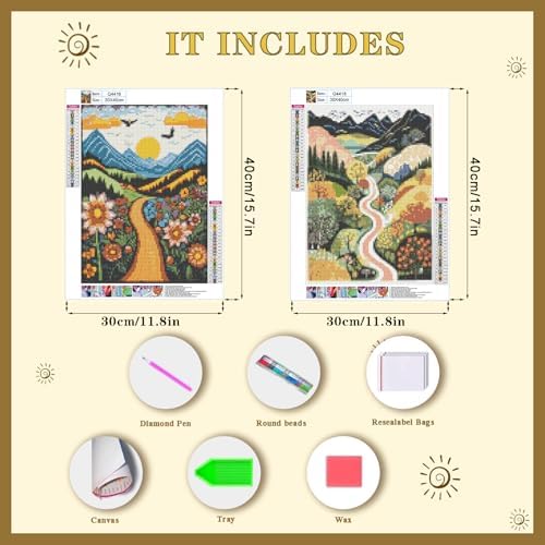 DOTSOPS 2 Pcs Landscape Diamond Art Painting Kits Round Full Drill - Image 3