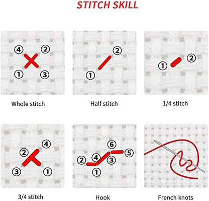 Funchey Stamped Cross Stitch Kits, DIY Cross Stitch Pattern for Adults Beginners Needlepoint Kits Embroidery Kit Arts and Crafts 11CT-Abstract Cat 16x20 inchs
