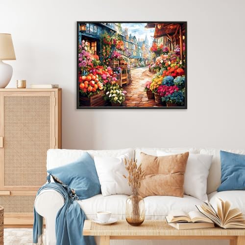Paint by Numbers Kit for Adults, Flowers Street Number Painting Canvas Kit - Image 2
