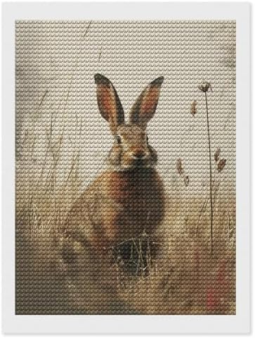Brown Rabbit Diamond Drawing Art Kit for Adults Nature Easter Bunny Illustration DIY Diamond Art Painting for Beginners Full Drill Round Gem Art Painting for Crafts Home Wall Decor by DuduYH