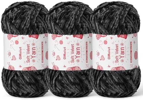 3x100g Fluffy Velvet Chenille Yarn for Crocheting and Knitting, 3x87.4yd Baby Yarn for Crocheting Soft, Crochet Chunky Yarn Amigurumi Yarns (Carbon Grey) by OMoiut