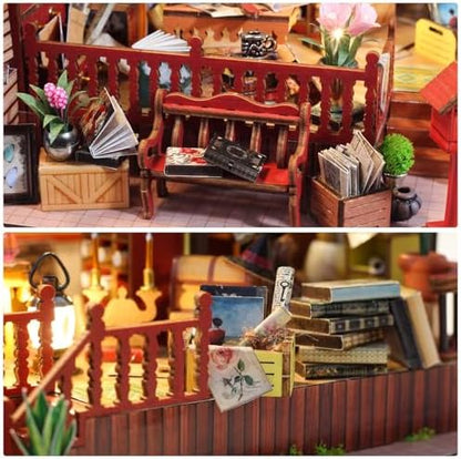 Dollhouse Kit, DIY Miniature House Kit w/LED Music Box, Bookhouse - Image 6