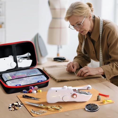 Handheld Sewing Machine with Black Storage Case and 109-Piece Sewing Kit, Mini Portable Cordless Hand Sewing Machine, Ideal for Adults & Beginners, Complete Set of Quick Home Clothing Repair Tools - Image 2