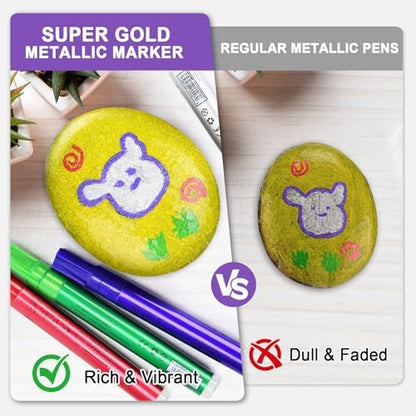IVSUN Metallic Markers, 18 Colors Glitter Acrylic Gold Paint Pens - Image 4