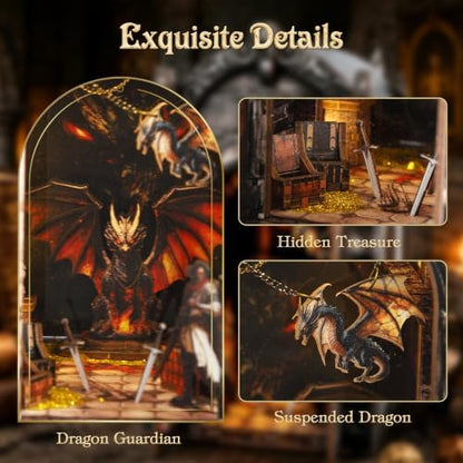 Book Nook Kit for Adult, Dragon LED 3D Wood Puzzle Bookshelf Decor - Image 6