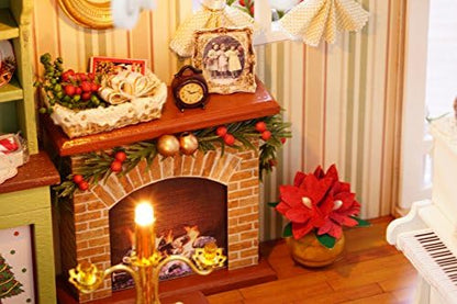 Christmas DIY Miniature Dollhouse Kits - Wooden Mini Model House with LED Lights, Tiny Furniture & Accessories – Craft Building Kits for Adults – Birthday Valentine's Gift - Holiday Times - Image 6