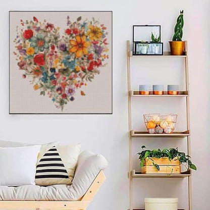 Valentine's Day Stamping Cross Stitch Kit, Flowers Counting Cross Stitch Kit for Adult Beginners , Full Line DIY Cross Stitch Stitching Kit for Home Decor Cross Stitch Patterns 13.7x13.7 inches - Image 6