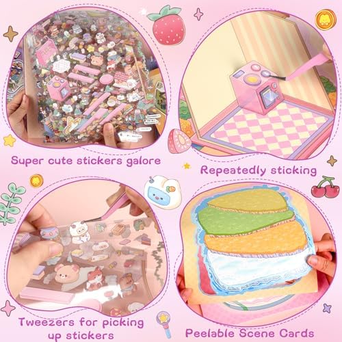 ASTARON 12 Sets DIY Large Size Sticker Scene Book,Make Own Shop Room - Image 6