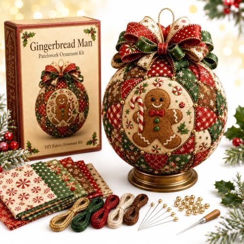Christmas Classics Patchwork Ornament DIY Kit, No-Sew Ornament Kit (#E) by Unknown