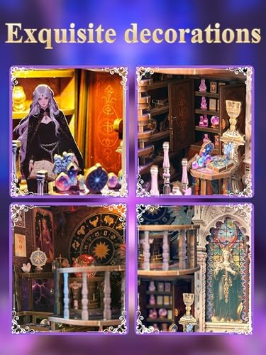 Book Nook Kit - DIY Miniature House Dollhouse Kit for Adults and Teens, Booknook Tiny House Tarot Association Kit Bookshelf 3D Wooden Puzzle, Gifts for Family, Friends - Image 6