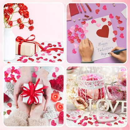 Tatuo 300 Pcs Valentine's Day Felt Hearts Decoration Glitter Felt Hearts Confetti Mini Heart Shapes Decorative Confetti for DIY Crafts Valentines Wedding Party Decor(Red, Rose Red, Pink) - Image 6