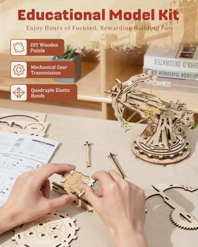 Rowood 3D Wooden Puzzles Catapult Kit for Adults, DIY Catapult Mechanical Wooden Model Kits Toys to Build for Adult, Cool Birthday Gift Choice - Image 6