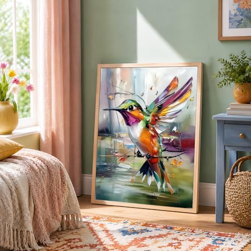 NXIKYO Hummingbird Paint by Numbers Kit for Adults Beginner, Abstract Adult Paint by Number Kits on Canvas, DIY Acrylic Oil Easy Painting by Numbers for Home Wall Decor 16 X 20 inch (Without Frame) - Image 3
