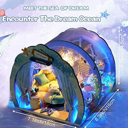 GuDoQi DIY Miniature Dollhouse Kit, 1:24 Scale Tiny House with Furniture, Great Gift for Birthday Christmas Day, Sweet Home of Mermaid Princess - Image 2