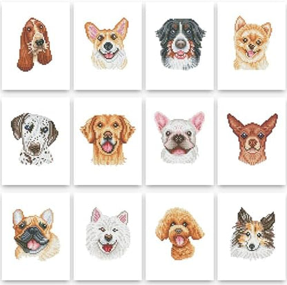 PeakLuv 12 Pcs Dog Small Diamond Art Kits, Puppy Mini Diamond Painting Kits for Adults Beginners, 5D DIY Square Drill Diamond Dots, Quickly Finishable Animal Gem Art for Home Wall Desktop Decor, 6X7in by PeakLuv