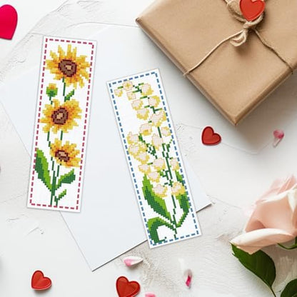 ACRNIGHEET 6PCS Cross Stitch Bookmark Kit for Beginner Flower Pattern Stamped Cross Stitch Kits for Adults Crossstitch Kits Adult Bookmarks with Instructions Hand Embroidery Craft Gift 8''x2.4'' 11CT - Image 6