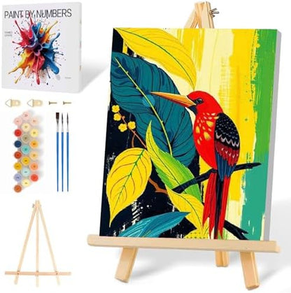 Mowana Paint by Numbers Kit for Adults Beginner – Boho Bird Framed Paint by Numbers for Adults with Easel – Easy DIY Acrylic Oil Painting Kit Canvas Wall Art Decor 8x12inch by Mowana