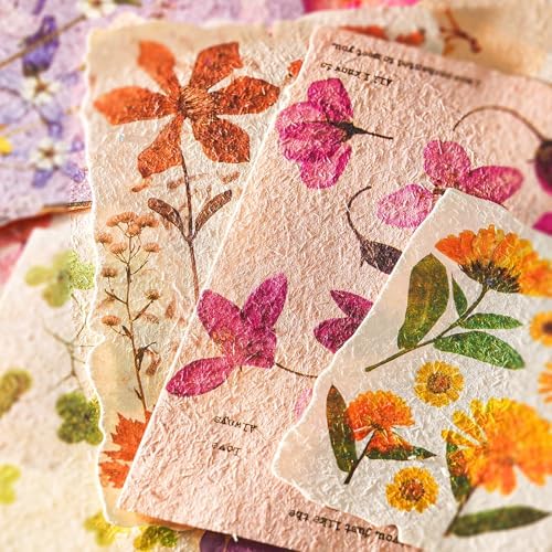 120 Pcs Floral Textured Scrapbook Paper, Embossed Rice Paper for Decoupage by K+Kattone