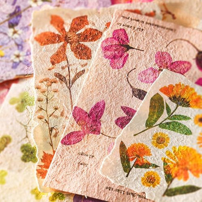 120 Pcs Floral Textured Scrapbook Paper, Embossed Rice Paper for Decoupage by K+Kattone