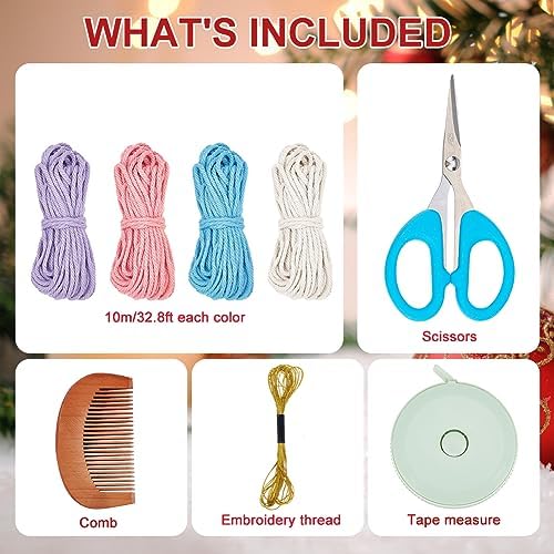 INFUNLY 4 Set DIY Macrame Snowflake Kit Boho Christmas Flower Macrame Ornaments Macrame Wall Hanging Winter Macrame Snowflake Hanging for Christmas Home Birthday Wedding Party Decor - Image 2