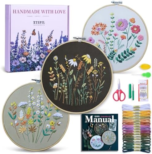ETSPIL Embroidery Kit for Beginners, 11 Stitches, Easy to Follow, 4K Video by ETSPIL