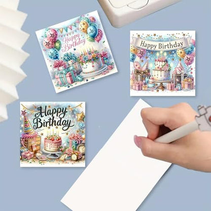 DIY Diamond Greeting Cards Set, 5D DIY Diamond Art Painting Festival Style Greeting Card, DIY Christmas Card Making Kits for Family Friends Handmade Gift-#28-Birthday - Image 5