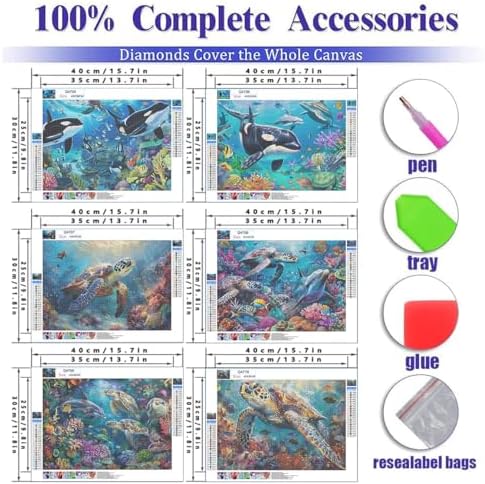 DOTSOPS6 Pcs Turtle Dolphin Diamond Painting Kits Art Adults Painting Kits - Image 2