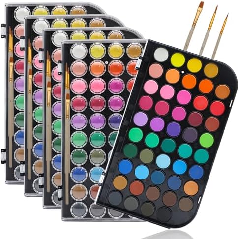Artecho 48 Colors Watercolor Paint Set, 3 Brushes, 5 Packs by Artecho