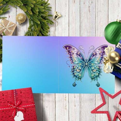POETRYDRAW 6 Pack 5D DIY Diamond Art Painting Greeting Card Kit, Diamond Art Christmas Butterfly Greeting Card, Crafts Kit Creative with Envelope - Image 5