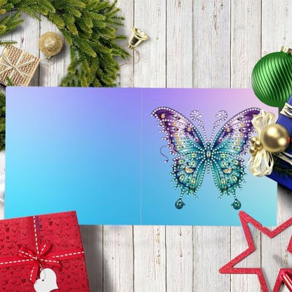 POETRYDRAW 6 Pack 5D DIY Diamond Art Painting Greeting Card Kit, Diamond Art Christmas Butterfly Greeting Card, Crafts Kit Creative with Envelope - Image 5