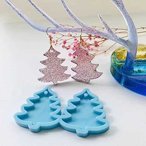 1Pc Blue Christmas Pine Tree Earrings Epoxy Resin Silicone Mold Epoxy Resin Casting Molds for Jewelry Making Jewelry Casting Supplies - Image 3