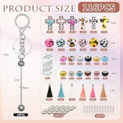 Beadable Keychain Kit with Silicone Beads, Beadable Keychain Bars - Image 2