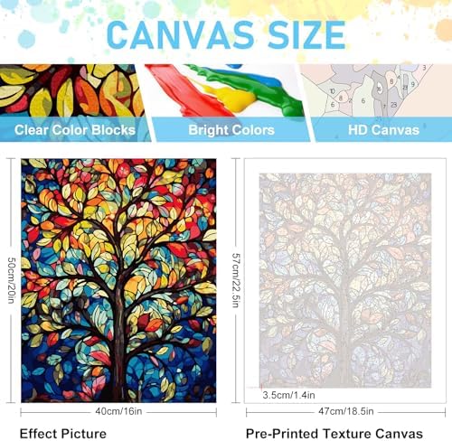 Paint by Numbers Kit for Adults, Tree of Life Acrylic Canvas Painting Set - Image 2