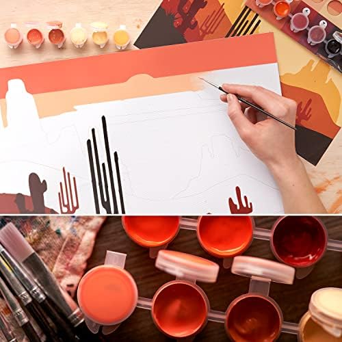 ARTEZA Paint by Number for Adults, 12x16 Inches, 21 Pieces, Desert Paint by Numbers Kit, Comes with 1 Canvas Panel, 12 Acrylic Paint Pots, 5 Paintbrushes, Art Supplies for Home & Office Wall Decor - Image 6