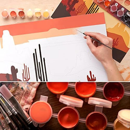 ARTEZA Paint by Number for Adults, 12x16 Inches, 21 Pieces, Desert Paint by Numbers Kit, Comes with 1 Canvas Panel, 12 Acrylic Paint Pots, 5 Paintbrushes, Art Supplies for Home & Office Wall Decor - Image 6