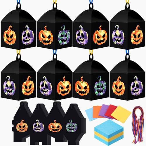 Maitys 16 Sets Halloween Paper Lantern Suncatcher Craft Kits for Adults by Maitys