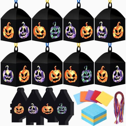 Maitys 16 Sets Halloween Paper Lantern Suncatcher Craft Kits for Adults by Maitys
