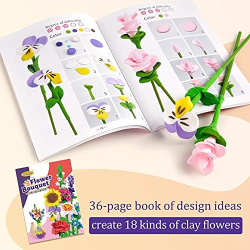 Drama Planet Flower Craft Kit for Kids, Make Your Own Flower Bouquet with Air Dry Clay, Arrange Clay Flowers & Create Personalized Art, Great Gifts for Girls - Image 4