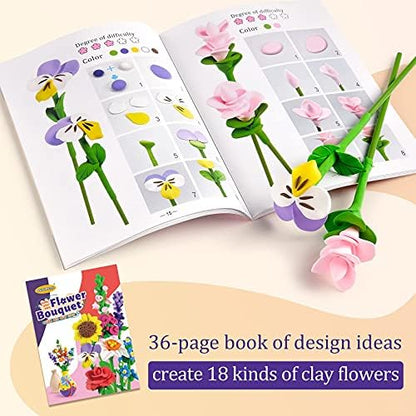 Drama Planet Flower Craft Kit for Kids, Make Your Own Flower Bouquet with Air Dry Clay, Arrange Clay Flowers & Create Personalized Art, Great Gifts for Girls - Image 4