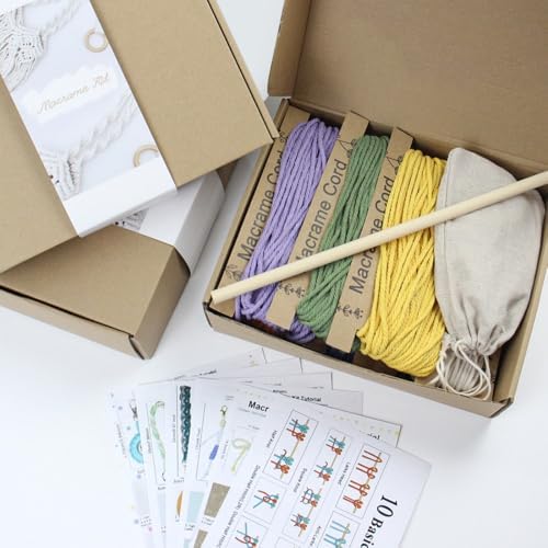 BUFANTL DIY Macrame Kit for Adults Beginners, 77 PCS Macrame Supplies with 9 Projects, 6 Colors Macrame Cord & Full Craft Materials, Great Gift Idea for Craft Lovers - Image 6