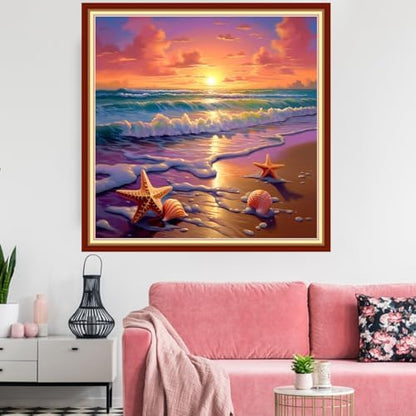 Redxing Stamped Cross Stitch Kits Embroidery kit for Beginners Adults Full Range of Embroidery Patterns Starter Kits DIY Printed Cross Stitch Kits Needlepoint Kits 11CT-Sunrise by Sea 18x18 inchs - Image 2