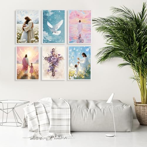 6 Pack Paint by Numbers Kit for Adults Jesus, Without Frame 10x14 Inch - Image 6