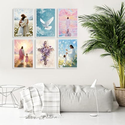 6 Pack Paint by Numbers Kit for Adults Jesus, Without Frame 10x14 Inch - Image 6