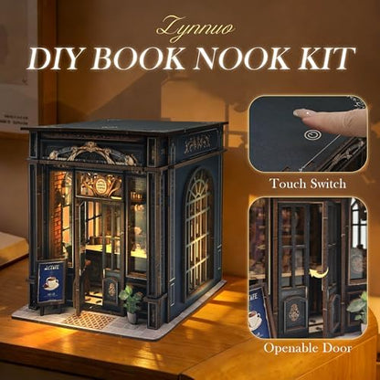 Book Nook Kit, 3D Wooden Puzzle Bookshelf Decor, Jadeite Coffee - Image 4