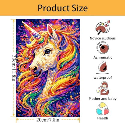 Mowana Unicorn Paint by Numbers Kit for Adults Beginners, Adult Painting Kit by Numbers with Frame and Easle, Stretched Canvas Unicorn Paint by Number Kit, 8x12inch - Image 5
