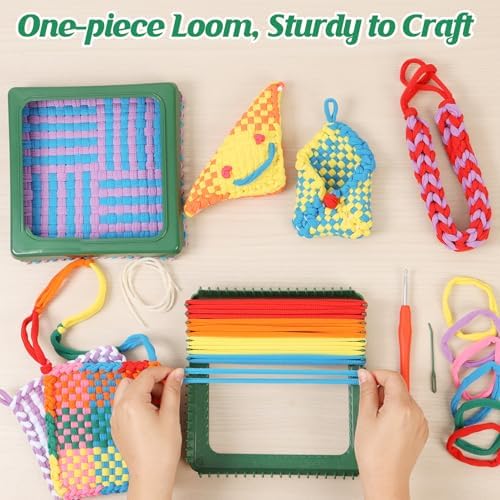 IQKidz Weaving Loom Kit for Girls Ages 8-12, DIY Arts and Crafts for Kids and Adults, Great Toy Gifts for Beginners 6-8 9 10 11 12, Potholder Knitting Loom with 224 Refill Loops - Image 2