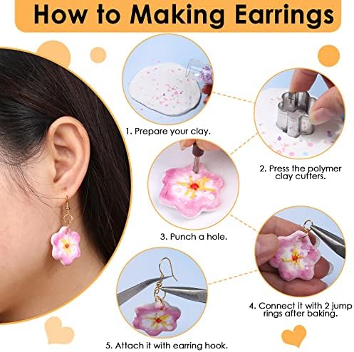 Polymer Clay Cutters for Earrings Making, 705 PCS Clay Cutters Set with 49 Shapes Stainless Steel Clay Cutter Tools, 640 PCS Jewelry Accessories, 16 Circle Shape Earring Cutters for Polymer Clay - Image 6