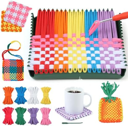 IQKidz Weaving Loom Kit for Girls Ages 8-12, DIY Arts and Crafts for Kids and Adults, Great Toy Gifts for Beginners 6-8 9 10 11 12, Potholder Knitting Loom with 224 Refill Loops by IQKidz