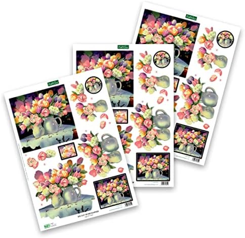 Katy Sue Designs Floral Collection 3D Die-Cut Decoupage Sheets for Card Making. A Pack of 12 Sheets of Floral-Themed Die Cuts for Card Making Supplies or Scrapbooking - Image 4