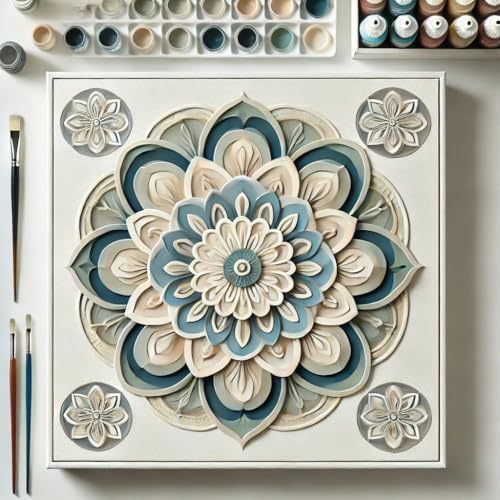 ColourMost's Original Paint by Numbers Kits-Serenity Mandalas #01 (16"x16" / 40x40cm) Includes Paints, Canvas, and Brushes, Perfect for Beginners and Advanced Painters (Unframed Canvas) - Image 3